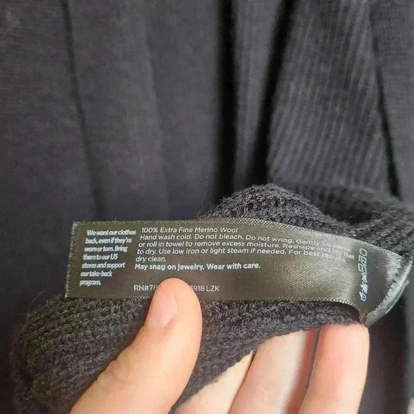 Eileen Fisher 100% Merino Wool Black Long Knit Cartigan Size Small Petite - Picture 8 of 8